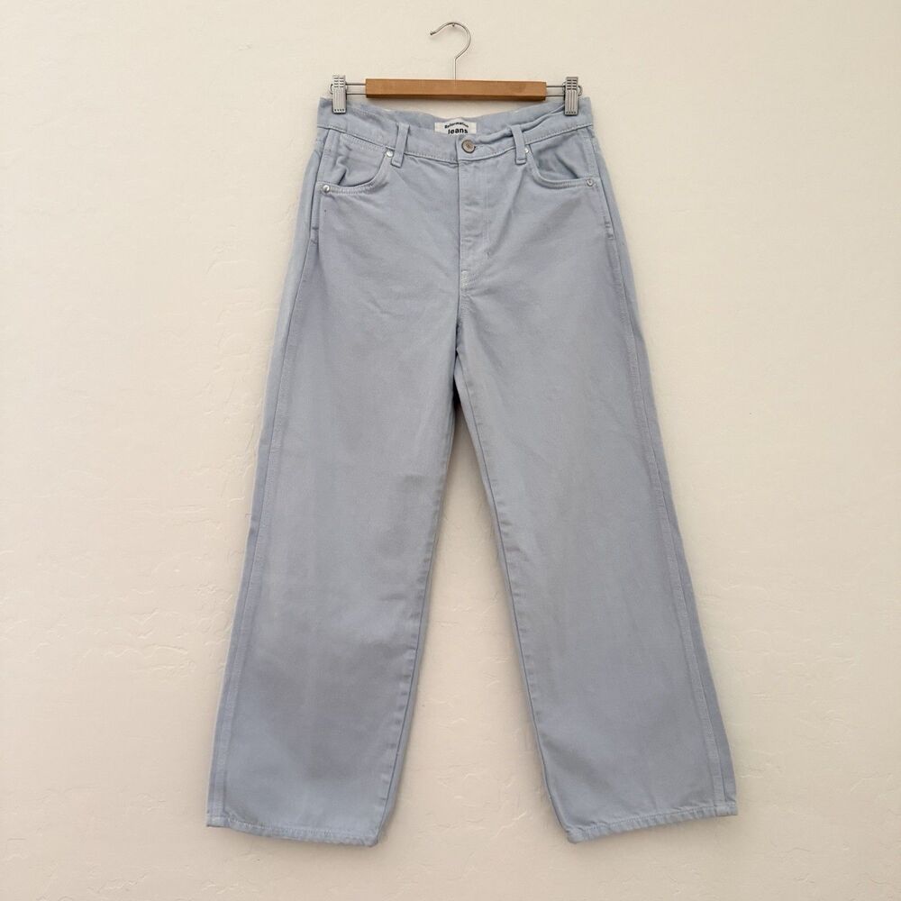 Reformation Cowboy High Rise Wide Leg Jeans 27 Powder Blue Cropped